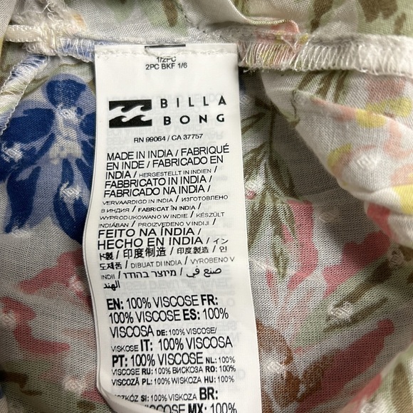 BILLABONG | Royal Wear Top Crop Top Swiss Dot Puff Sleeve Floral in‎ Mult… - Picture 11 of 14
